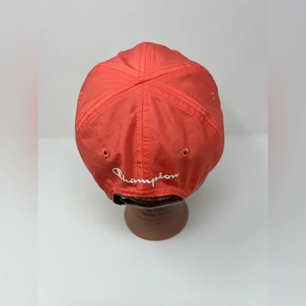 Champion Women’s Adjustable Hat Coral Pink White C Embroidered Logo Baseball Hat - Picture 6 of 11